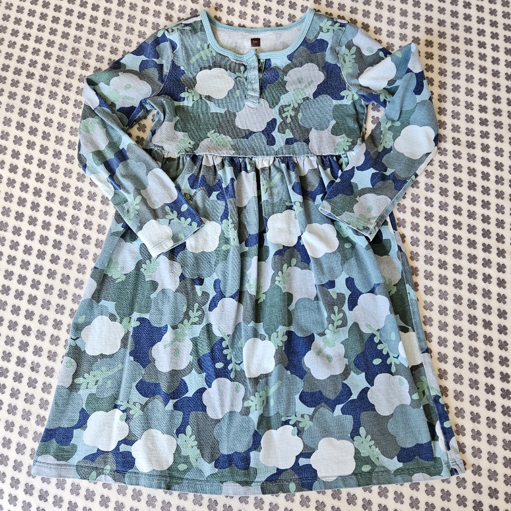 Tea Collection Henley Dress in Greens/Teal